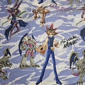 Vintage Yugioh Twin Flat Sheet 90s Heavyweight Cotton Anime Cartoon 63x99 Kids